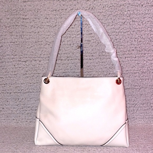 New Michael Kors MK Nicole Medium Shoulder Bag Tote Purse Vanilla White - Picture 4 of 14